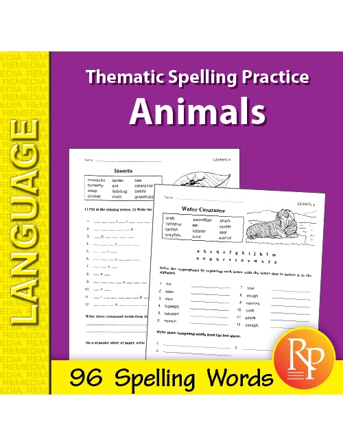 Thematic Spelling Practice: Animals (eBook)