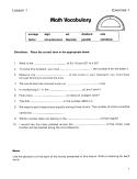 Math: Content Area Vocabulary (Chapter Slice)