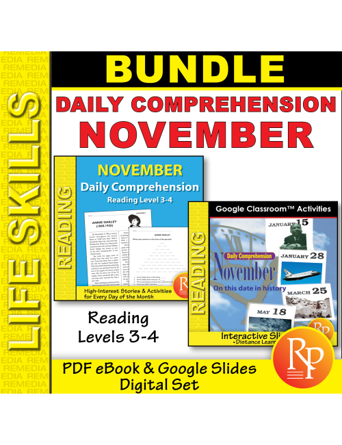 NOVEMBER- DAILY READING COMPREHENSION - Google & Print PDF Set