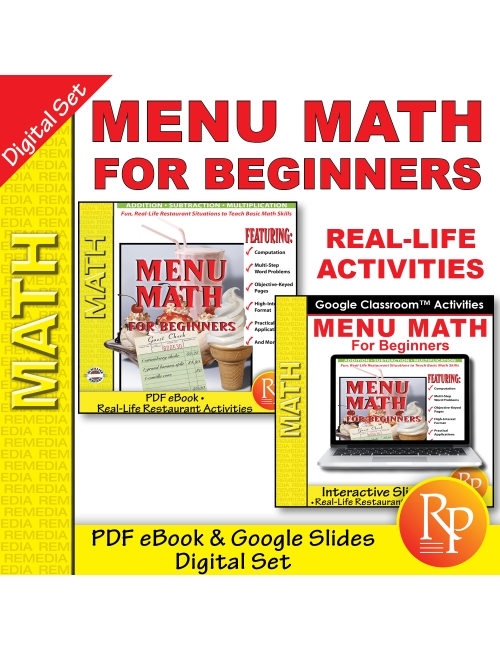 MENU MATH FOR BEGINNERS: PDF & Google Bundle - Add, Subtract, Multiply, Decimals