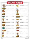 MENU MATH FOR BEGINNERS: PDF & Google Bundle - Add, Subtract, Multiply, Decimals