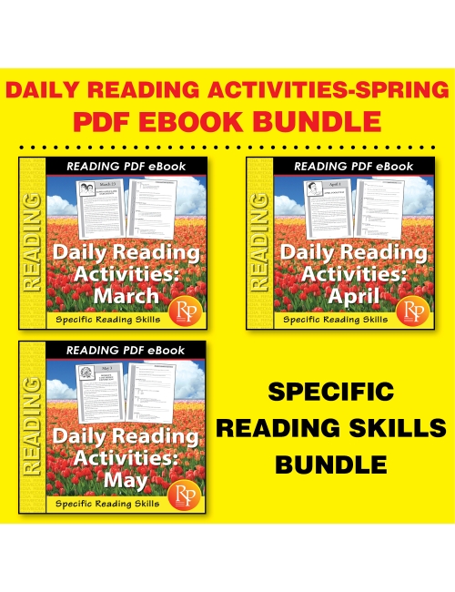 SPRING Daily Reading Activities Set: Main Idea, Fact/Opinion, Inference | Activities