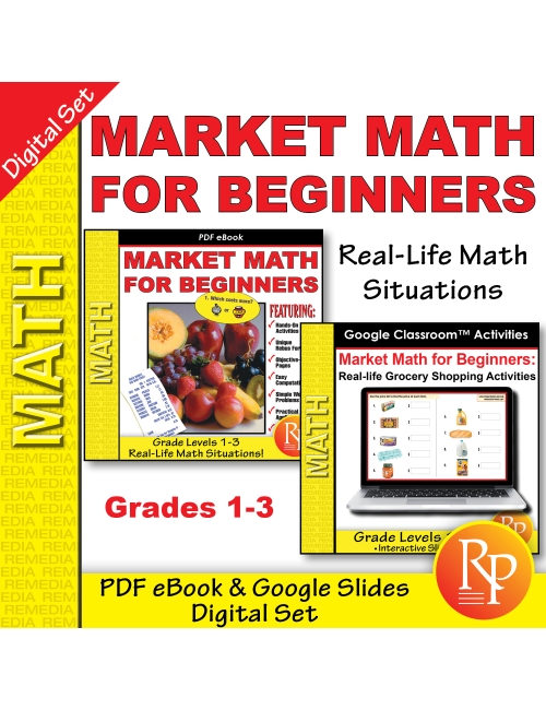 Market Math for Beginners PDF & Google BUNDLE: Add - Subtract - Mult Activities