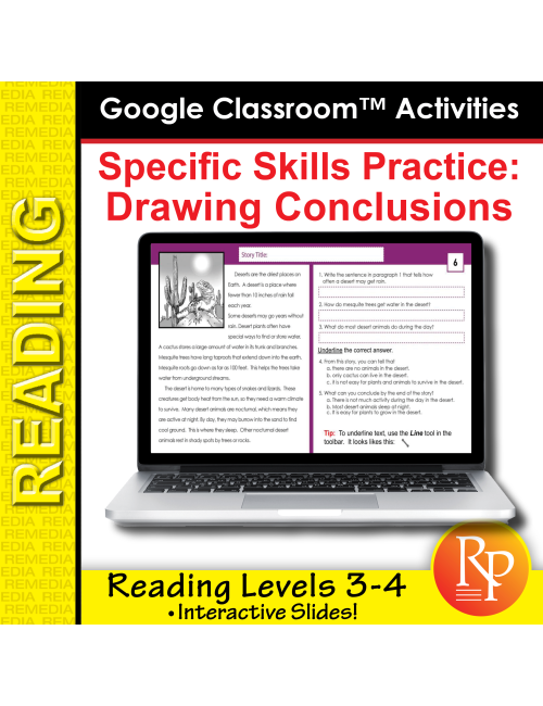 Google Classroom™ Activities: Drawing Conclusions Reading Level Grades 3-4