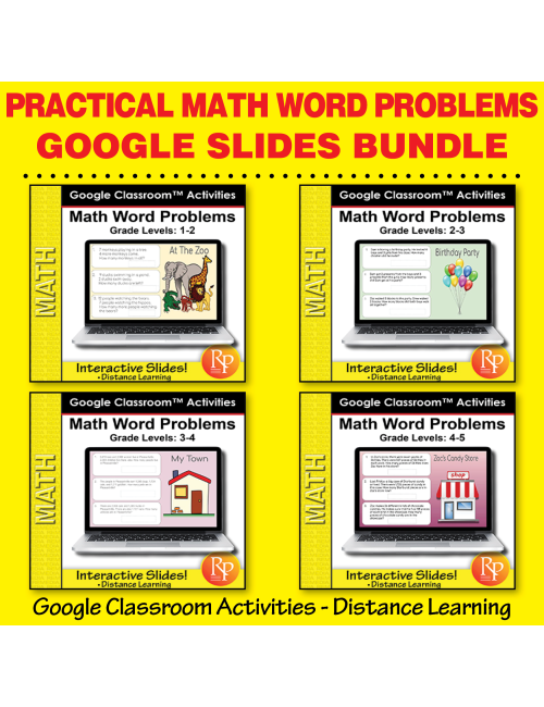 Google Classroom: Math Word Problems BUNDLE Gr. 1 - 5 | Distance Learning