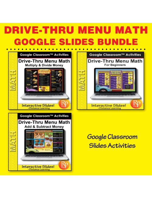 Drive Thru Menu Math: BIG SET 367 Google Classroom Slides & 1,000 Activities