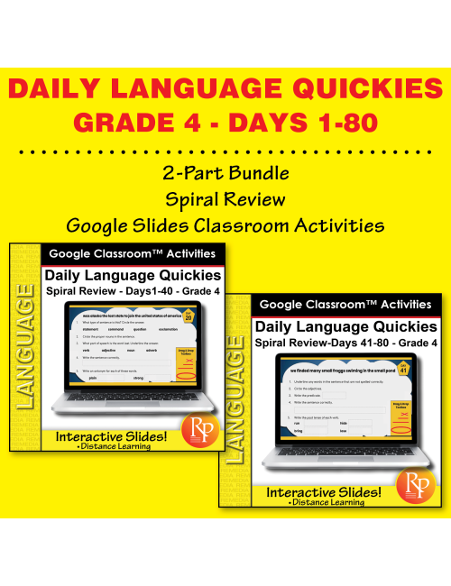 Google Classroom Set: Daily Language Quickies Grade 4 (1-80) 