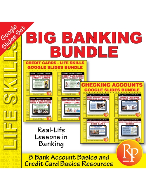 BIG BANKING GOOGLE SLIDES SET: Using a Checking Account, Debit Card, ATM, Credit Card