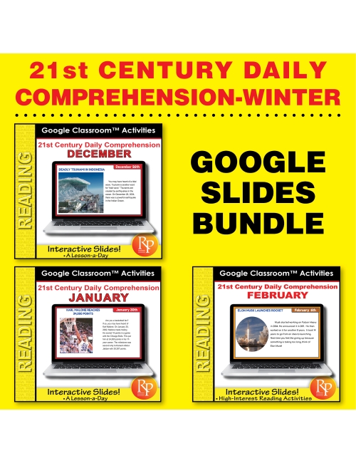 Winter 21st Century Daily Comprehension Activities Google Slides Set