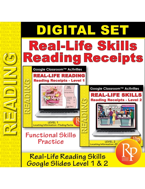 READING RECEIPTS Google Slides Set - Levels 1 & 2: Real-Life Skills