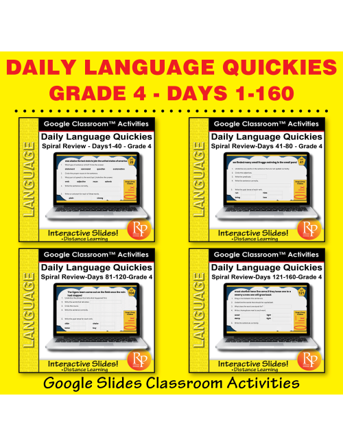 160 DAYS of Daily Language Quickies: GOOGLE SLIDES ACTIVITIES SCHOOL-YEAR SET