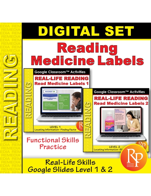 READING MEDICINE LABELS Google Slides Set - Levels 1 & 2: Real-Life Skills