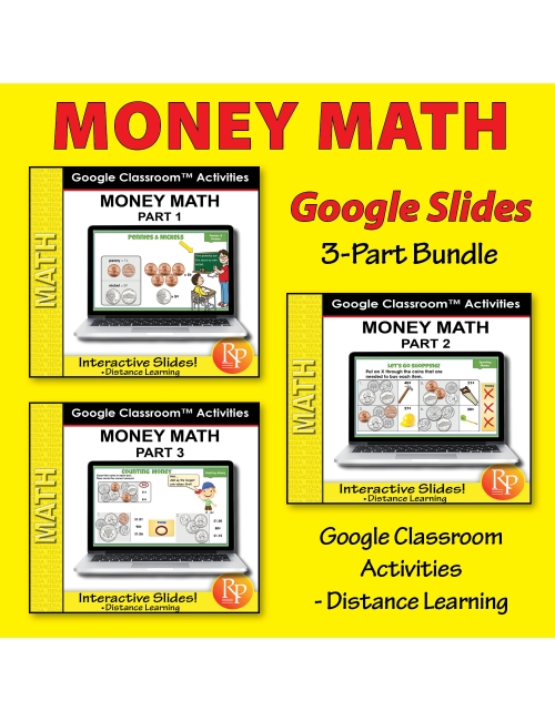 Money: LIFE SKILLS SET! 136 GOOGLE SLIDES-COINS, DOLLARS, MATH WORD PROBLEMS