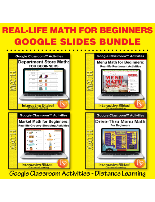 REAL-LIFE MATH: BIG SET! 773 Google Slides: Drive-Thru, Grocery, Shopping