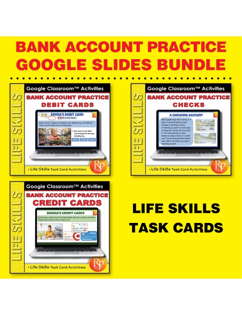 Bank Account Practice GOOGLE SLIDES SET - Life Skills Task Cards