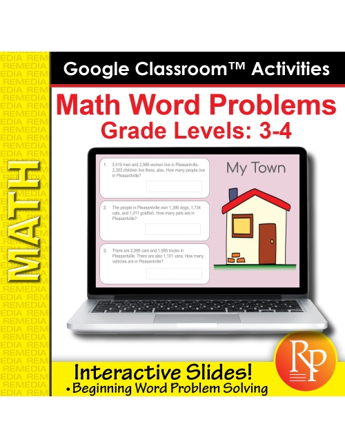 Google Classroom Activities: Math Word Problems Grades 3-4 | Distance Learning