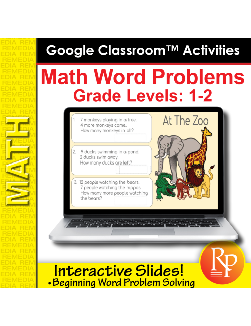 Google Classroom Activities: Math Word Problems Grades 1-2 | Distance Learning