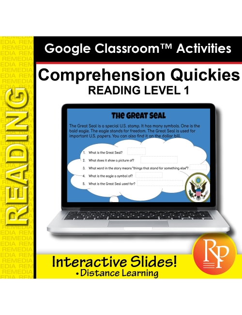 Google Slides: Comprehension Quickies Reading Level 1 | Distance Learning