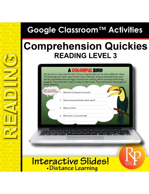 Google Slides: Comprehension Quickies Reading Level 3 | Distance Learning