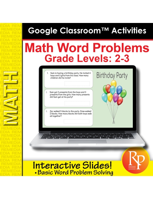 Google Classroom Activities: Math Word Problems Grades 2-3 | Distance Learning