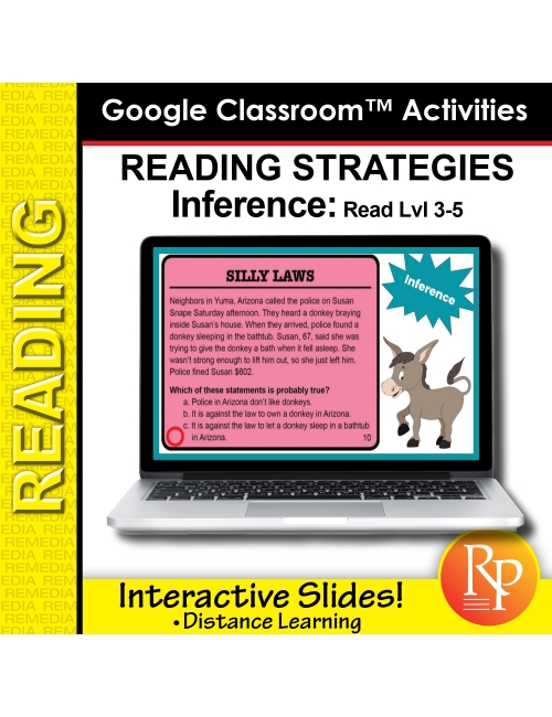 Google Classroom: Inferences Reading Strategies (Rdg LVL 3-5) Distance Learning