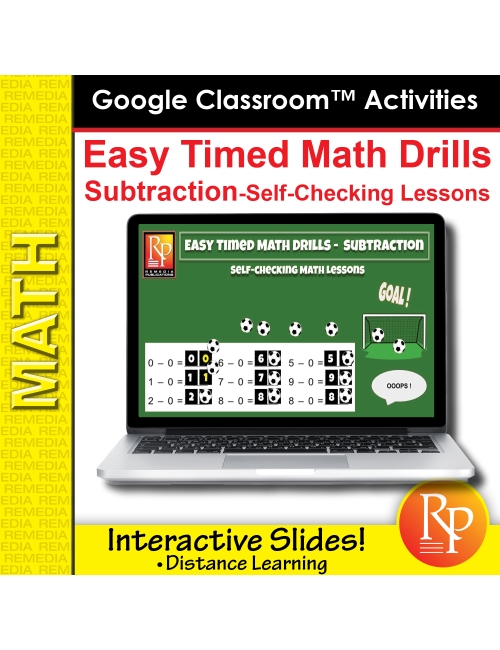 Google Slides: Self-Checking Easy Timed Math Drills - Subtraction