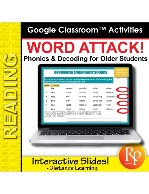 WORD ATTACK! Phonics & Decoding for Older Students: GOOGLE CLASSROOM SLIDES