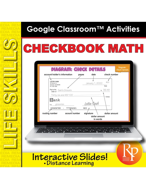 CHECKBOOK MATH: Life Skills GOOGLE SLIDES Activities - Banking & Word Problems