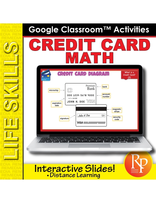 CREDIT CARD MATH: Life Skills GOOGLE SLIDES Activities- banking, word problems