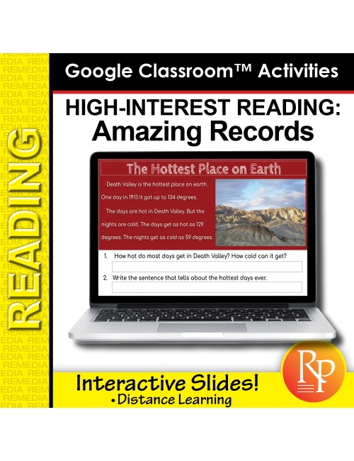 Google Slides - High Interest / Low Vocabulary Reading about AMAZING RECORDS!