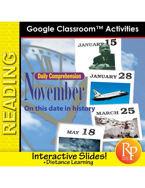 NOVEMBER - DAILY READING COMPREHENSION: Google Slides Interactive Activities