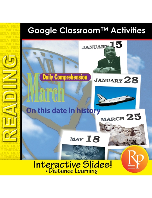 MARCH - DAILY READING COMPREHENSION "This Day in History" Google Slide Lessons