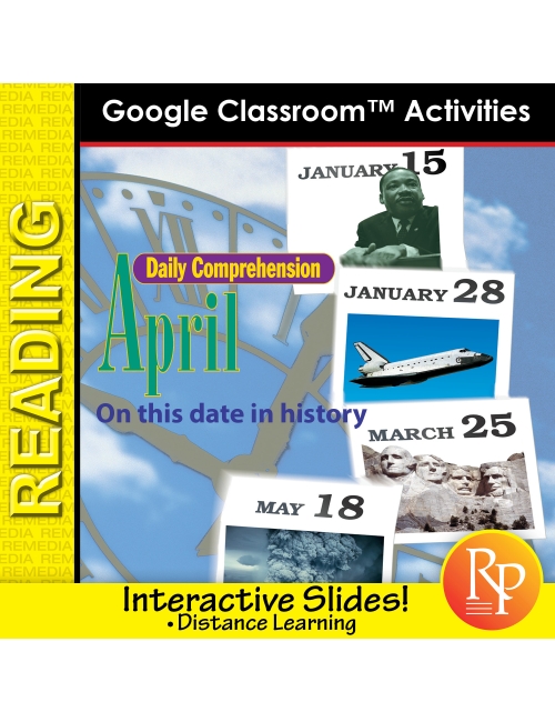 APRIL - DAILY READING COMPREHENSION "This Day in History" Google Slide Lessons