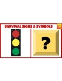 191 Google Slides: SURVIVAL SIGNS, SYMBOLS: SELF CHECKING FLASH CARDS Special Ed