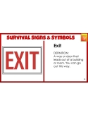 191 Google Slides: SURVIVAL SIGNS, SYMBOLS: SELF CHECKING FLASH CARDS Special Ed