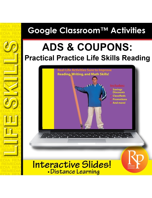 Google Slides: ADS & COUPONS: Practical Practice Reading & Life Skills