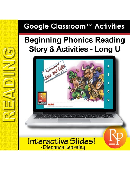 Beginning Phonics Reading - Story & Activities | Google Classroom Slides Long u