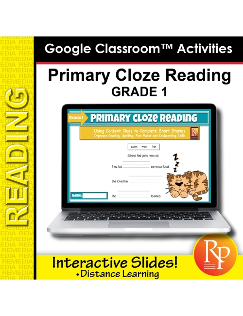 Beginning Cloze Reading Stories & Activities - Grade 1 | GOOGLE SLIDES Cloze Reading Fun