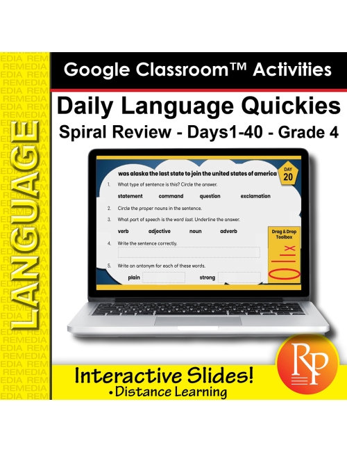 Google Classroom Activities: Daily Language Quickies Gr 4.1 | Distance Learning