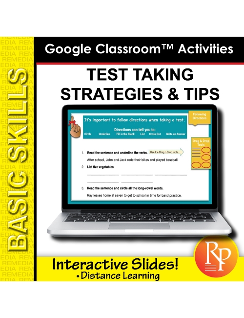 TEST TAKING STRATEGIES & TIPS: 96 Ready-to-use GOOGLE CLASSROOM LESSONS & SLIDES