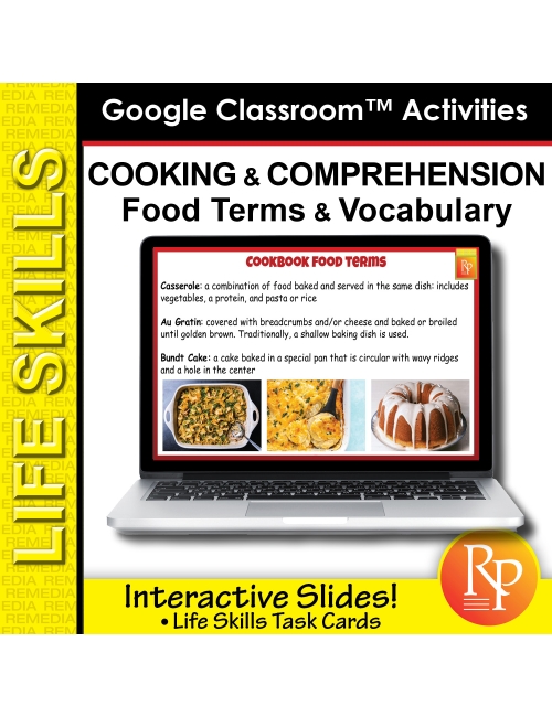 COOKING & COMPREHENSION: Food Terms & Vocabulary | GOOGLE SLIDES