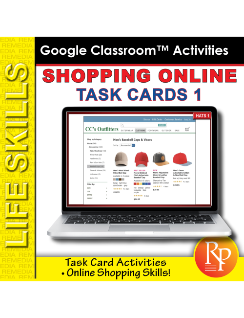 Shopping Online Task Cards 1: Consumer Life Skills | GOOGLE | Reading Activities