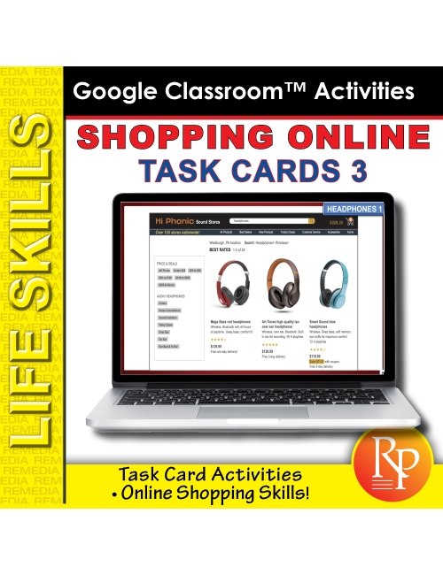 Shopping Online Task Cards 3: Consumer Life Skills | GOOGLE | Reading Activities