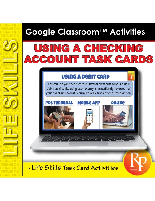 Using a Checking Account: Life Skills Task Cards | Consumer Skills | GOOGLE Activity