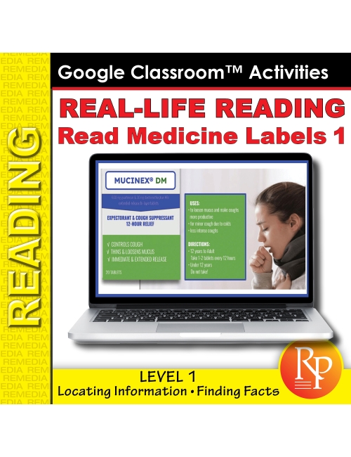 Reading Medicine Labels Level 1 - GOOGLE: Life Skills - Comprehension Activities