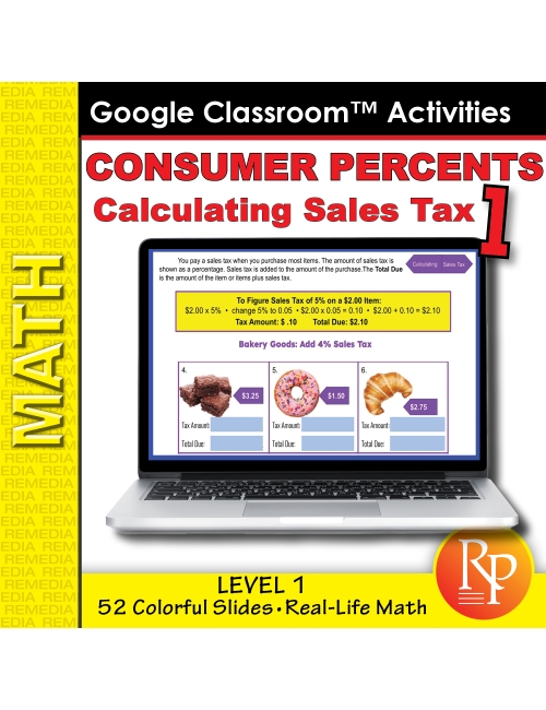 Consumer Percents: Calculating Sales Tax Google Slides - Level 1 