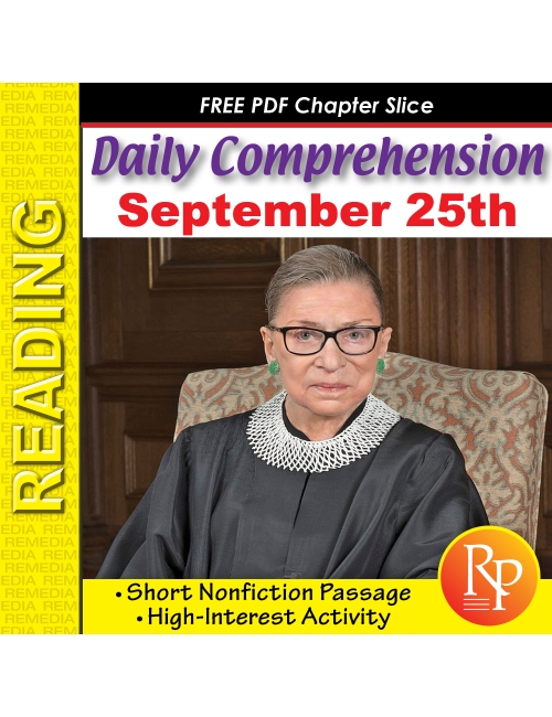 FREE Ruth Bader Ginsburg - Daily Comprehension - High Interest Reading