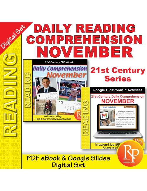 NOVEMBER DAILY READING COMPREHENSION - 21st Century: PDF & Google Slides Bundle