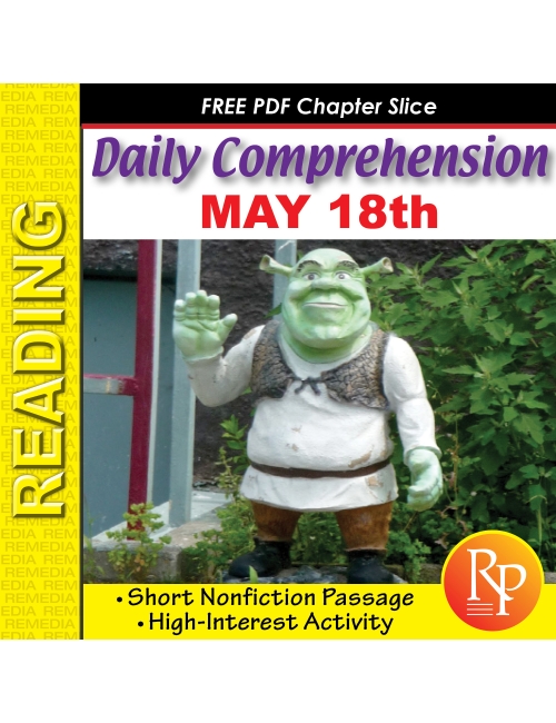 May 18: Shrek Reading Comprehension - Non Fiction - Main Idea - Activities