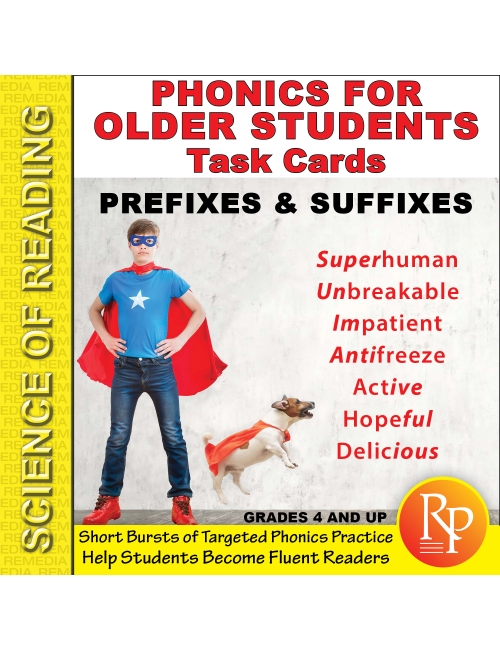 Science Of Reading - Phonics for Older Students: Prefixes & Suffixes Task Cards